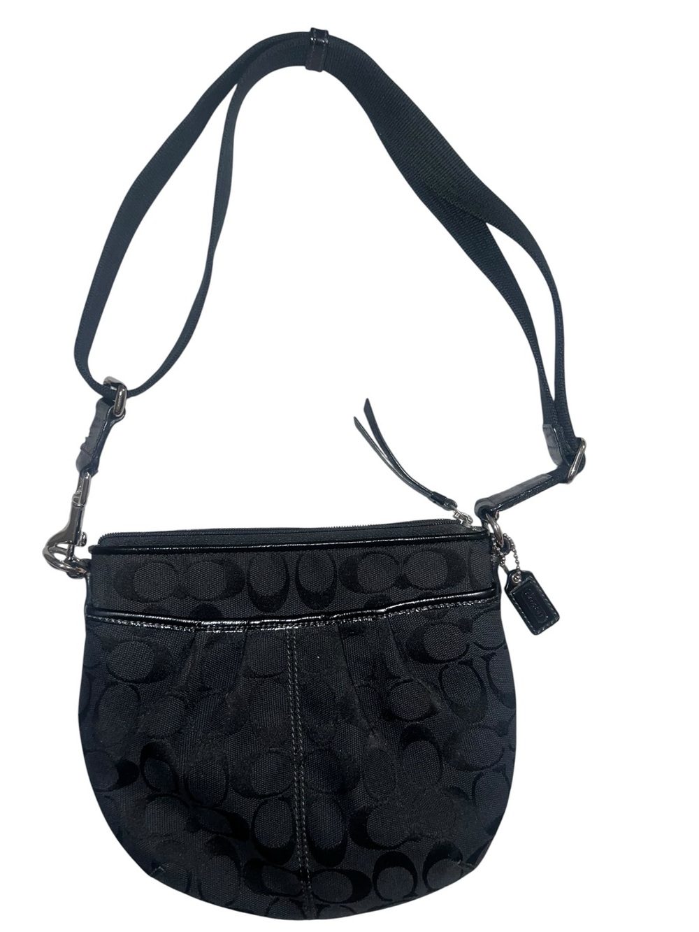Coach Black Signature SoHo Hobo Jacquard Crossbody Bag